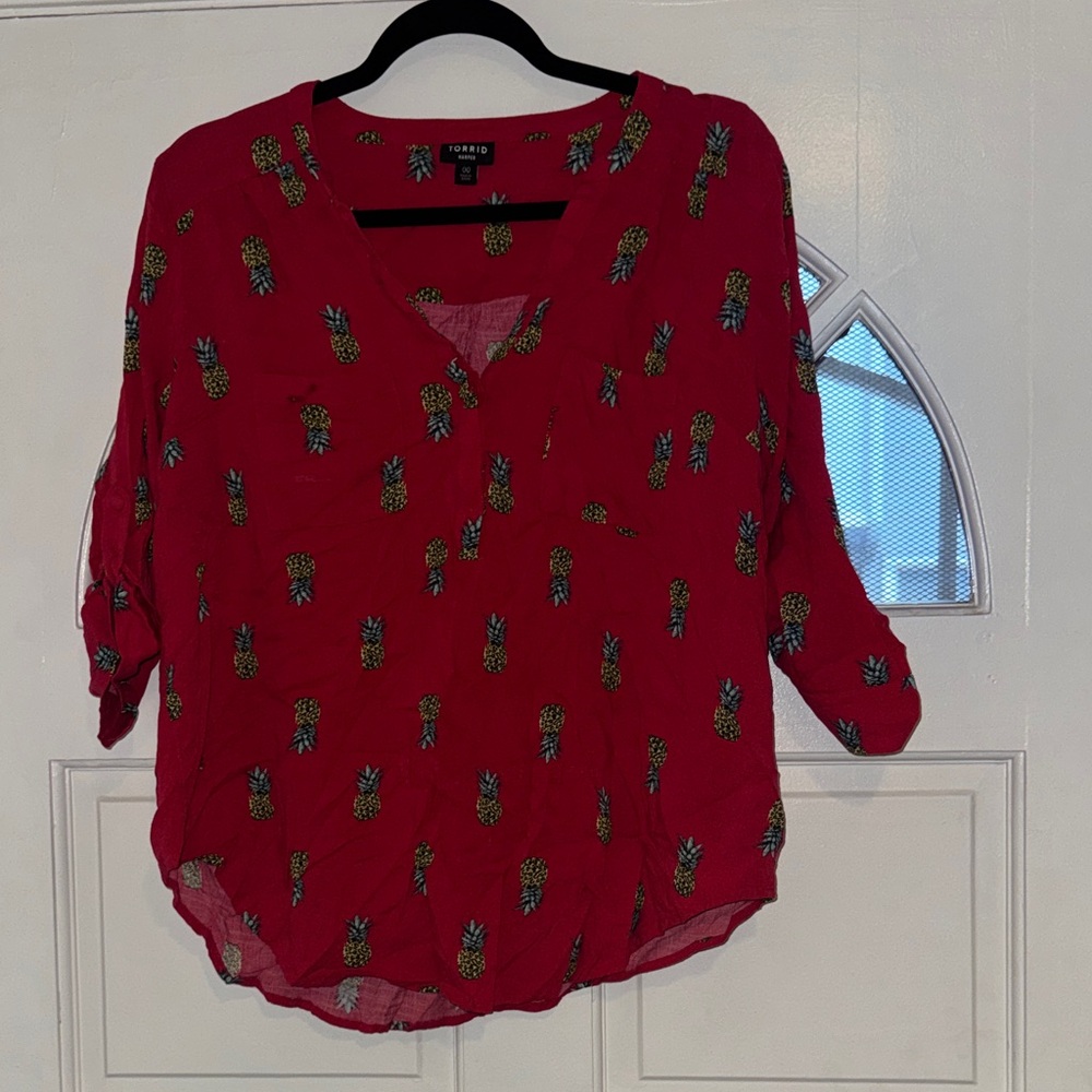 Pink Pineapple Print Women's Top